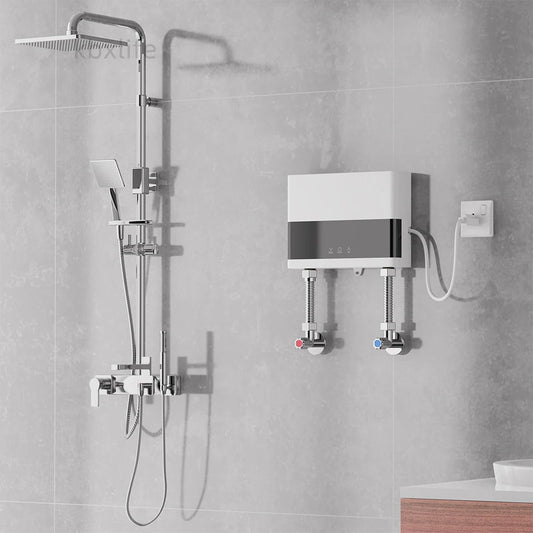 110V/220V Instant Water Heater Bathroom Kitchen Wall Mounted Electric Water Heater with Remote Control LCD Temperature Display