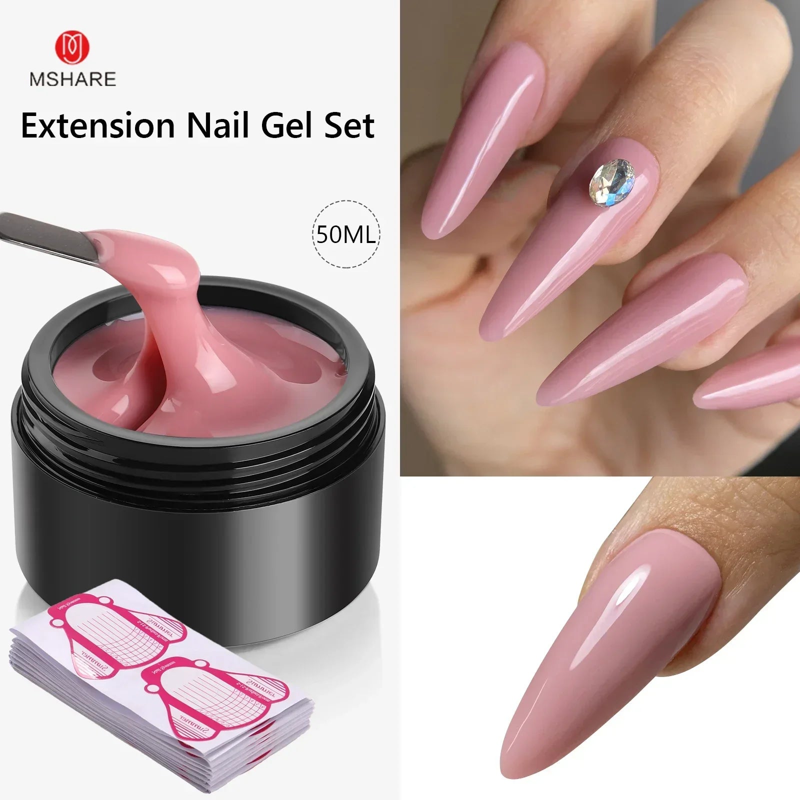 MSHARE 50ML Self Leveling Extension Nail Gel Set UV Led Construction Gel For Manicure Extend French Nail Art Build Nail - Merit Sell