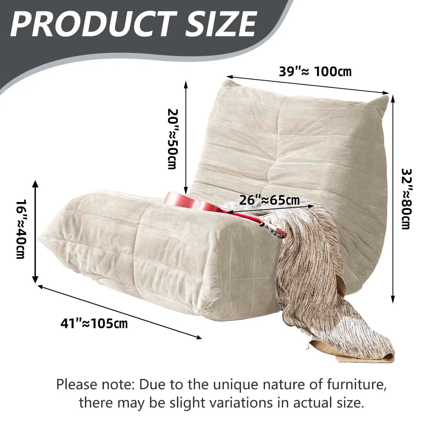 Extra Bionic Floor-Standing Recliner Chair, Single Bean Bag Sofa with High Elasticity Sponge