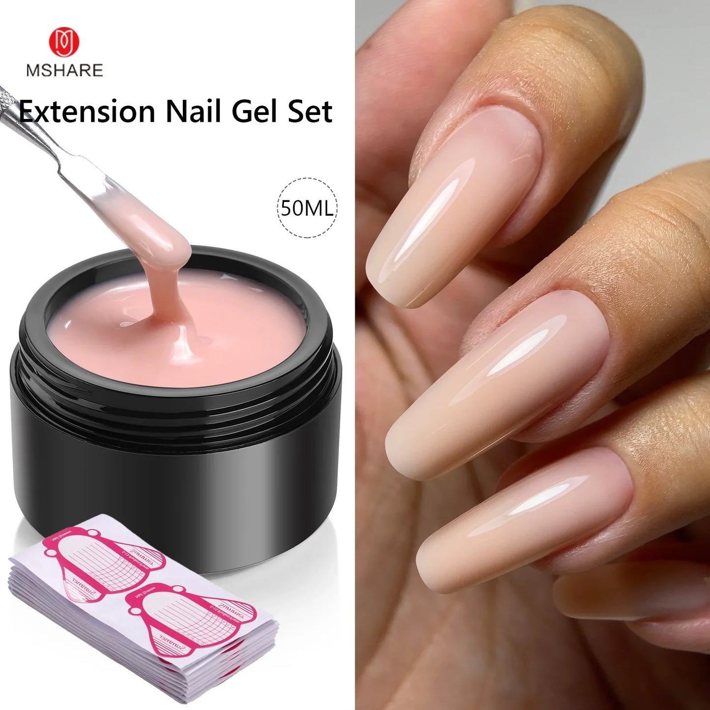 MSHARE 50ML Self Leveling Extension Nail Gel Set UV Led Construction Gel For Manicure Extend French Nail Art Build Nail