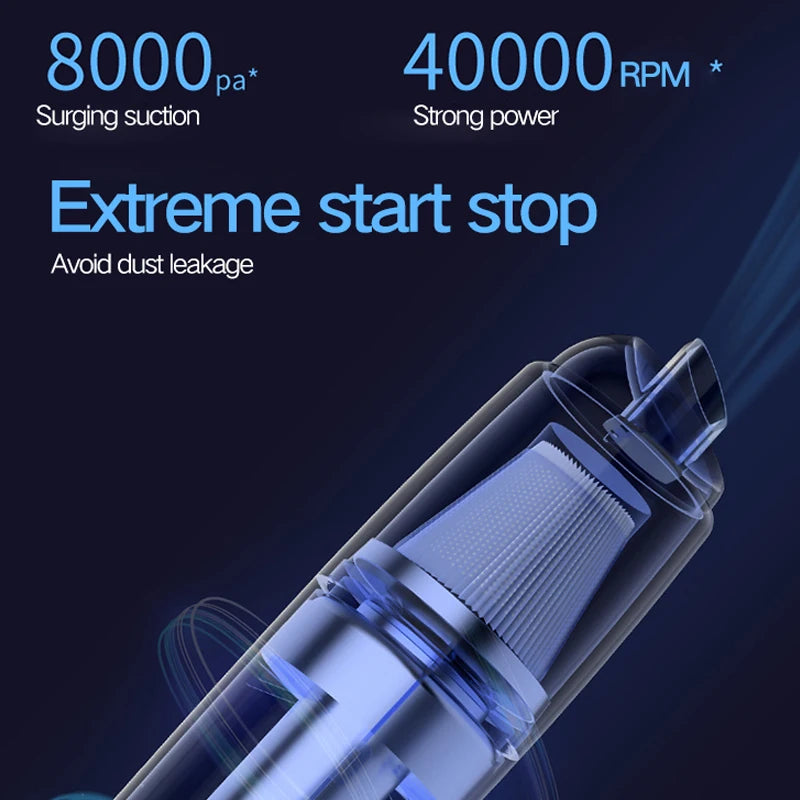 Vacuum Cleaner Car Home Portable Handheld  Vacuum Cleaner Wireless Charging Metal Filter Element Mini High Power With Brush Head