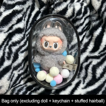 Ropa Labubu Transparent Protector Case Display Bag For 15/17cm Labubu V2 Storage Bag Doll Outfit Accessories【Only Case】