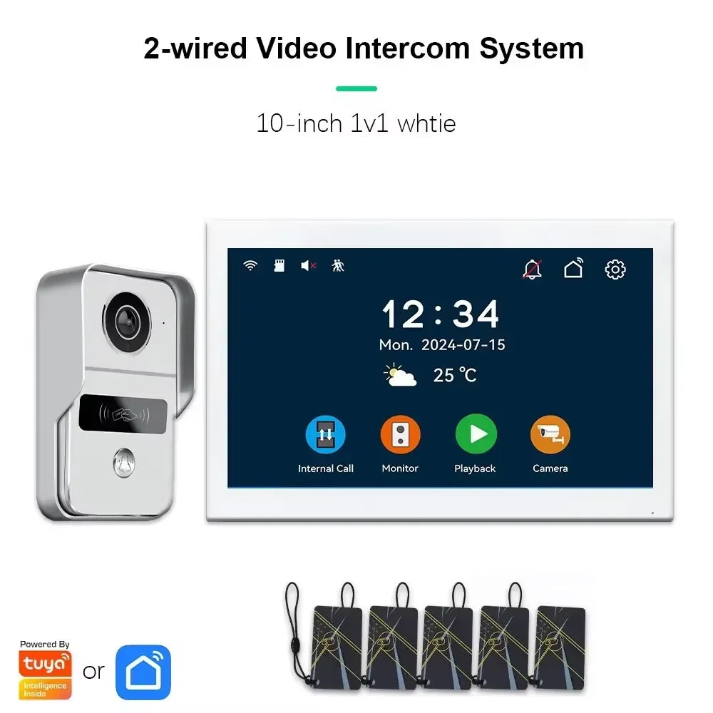 ANJIELO Smart Wifi 2-line intercom video Doorbell System 7/10-inch monitor 1080P doorbell camera Video doorbell Cartuya unlock