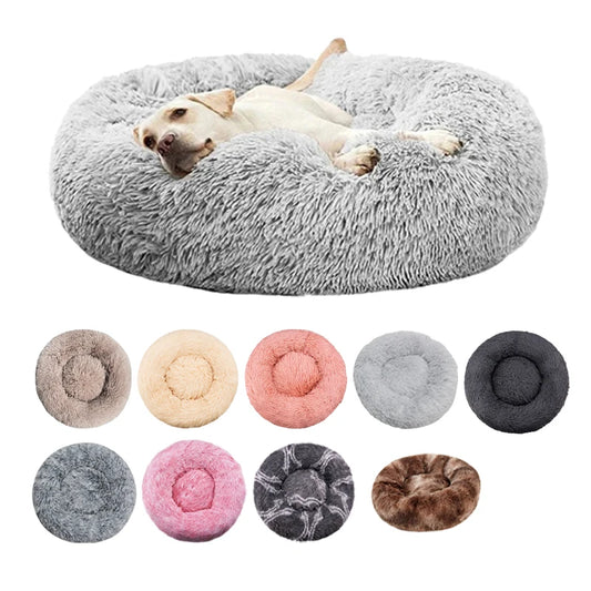 Round Dog Bed Winter Warm Cat Bed Plush Basket for Dog Washable Pet Bed for Small Medium Large Dog Sofa Cat - Merit Sell