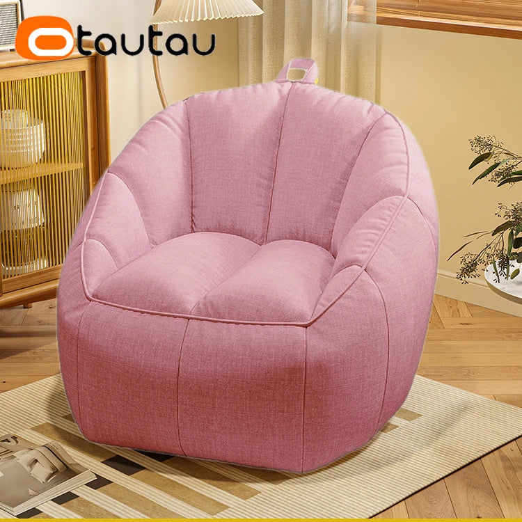 OTAUTAU Cotton Linen Bean Bag Chair with Filling Corner Beanbag Pouf with Ottoman Adults Kids Floor Sofa Nest Couch SF153