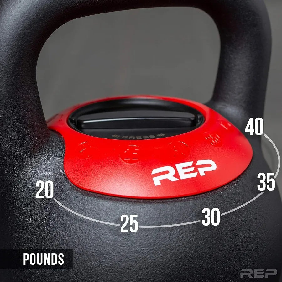 40LB Fitness Adjustable Kettlebell | Weight Set for Home Gym | Strength Training Equipment for Men & Women | Compact Steel Bell