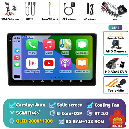 Android 14 Carplay Auto 2K Screen Car Radio Multimedia Player For Audi A4 2 3 B6 B7 S4 RS4 2000-2009 Autoradio Stereo Head Unit