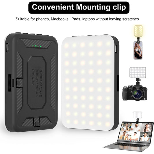 New Selfie Light, 60 LED Phone Light Fill Light 7 Modes Output Video Lamp Kit Dimmable 2500K-6500K Bi-Color Panel Light CRI 97+