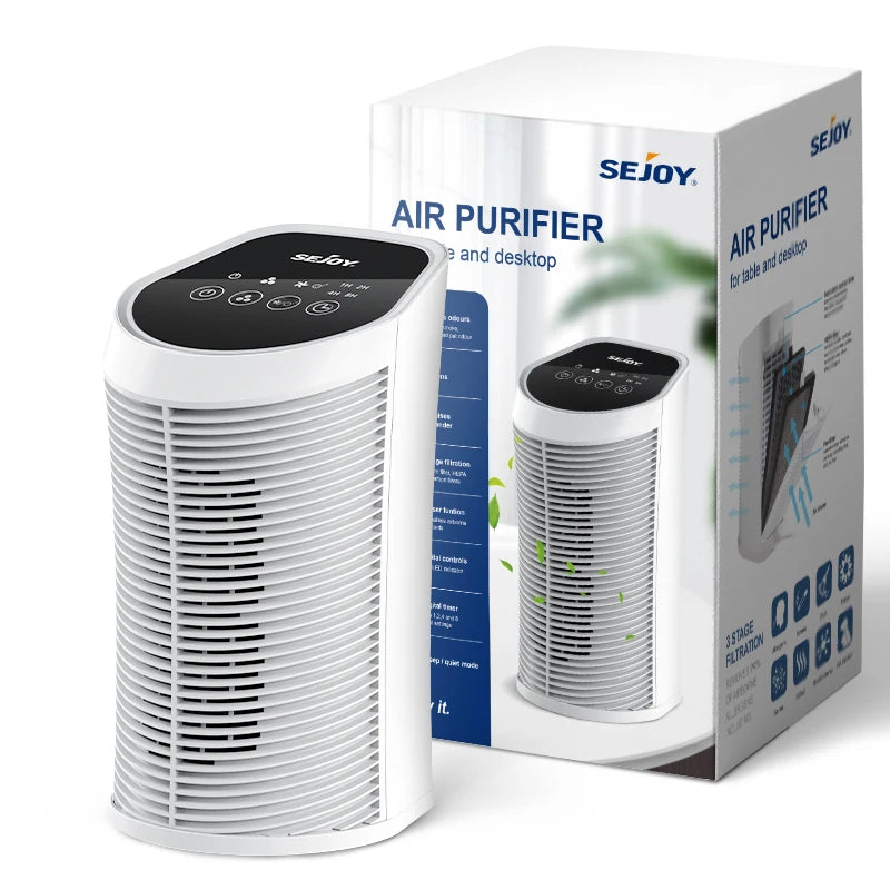 Sejoy 25W HEPA Air Purifiers For Bedroom 200 sq.ft Portable Air Cleaner For Smoke Pollen Hair Smell Air Purifier with Sleep Mode - Merit Sell