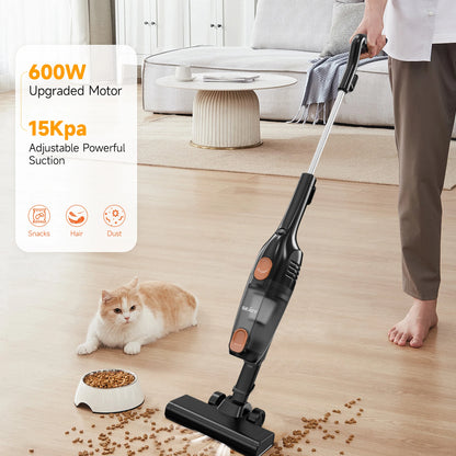 Sejoy Stick Vacuum Cleaner with HEPA Filters 15KPa 600W 2-in-1 Lightweight Corded Vac with Handheld Stick Vac for Home Car - Merit Sell