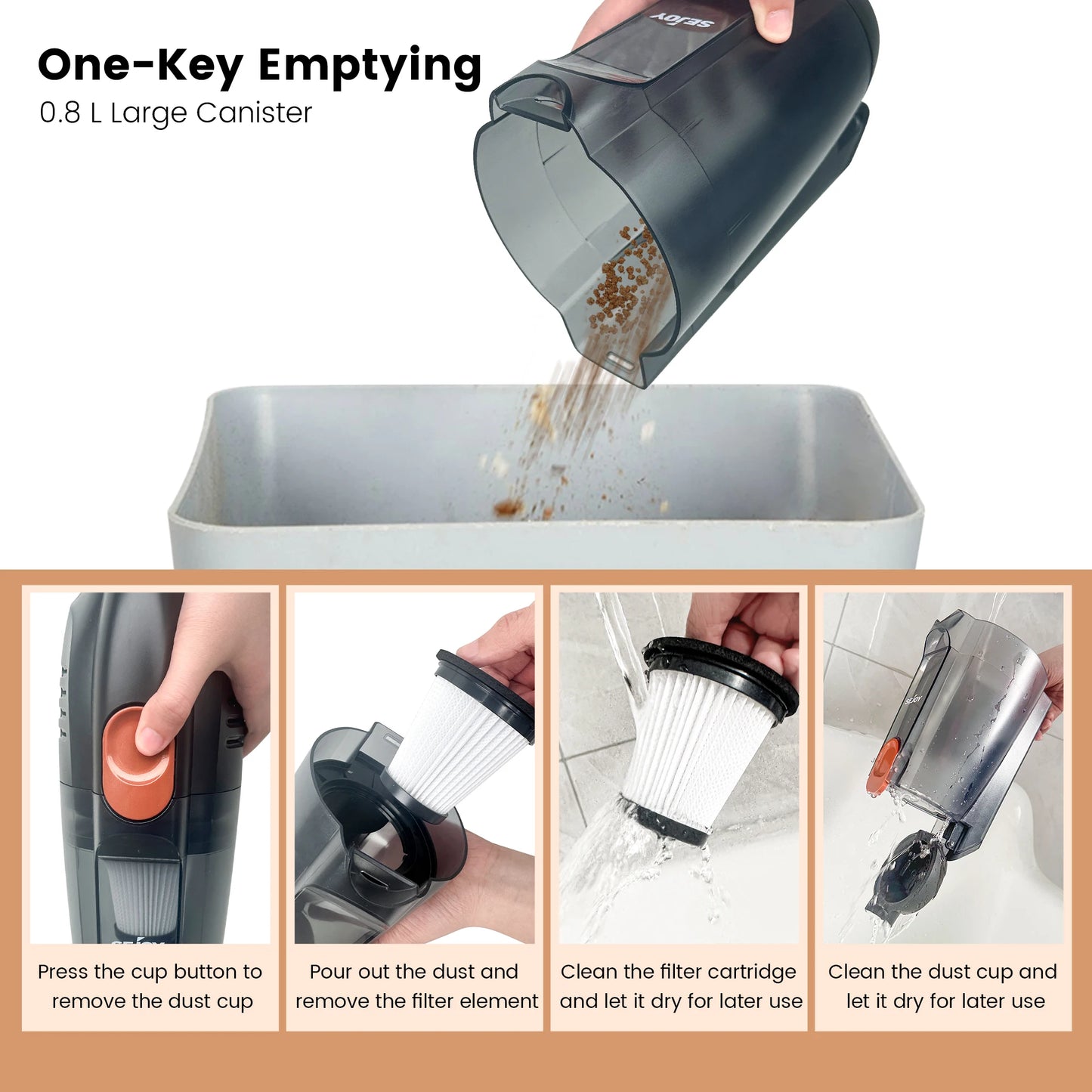 Sejoy Stick Vacuum Cleaner with HEPA Filters 15KPa 600W 2-in-1 Lightweight Corded Vac with Handheld Stick Vac for Home Car - Merit Sell