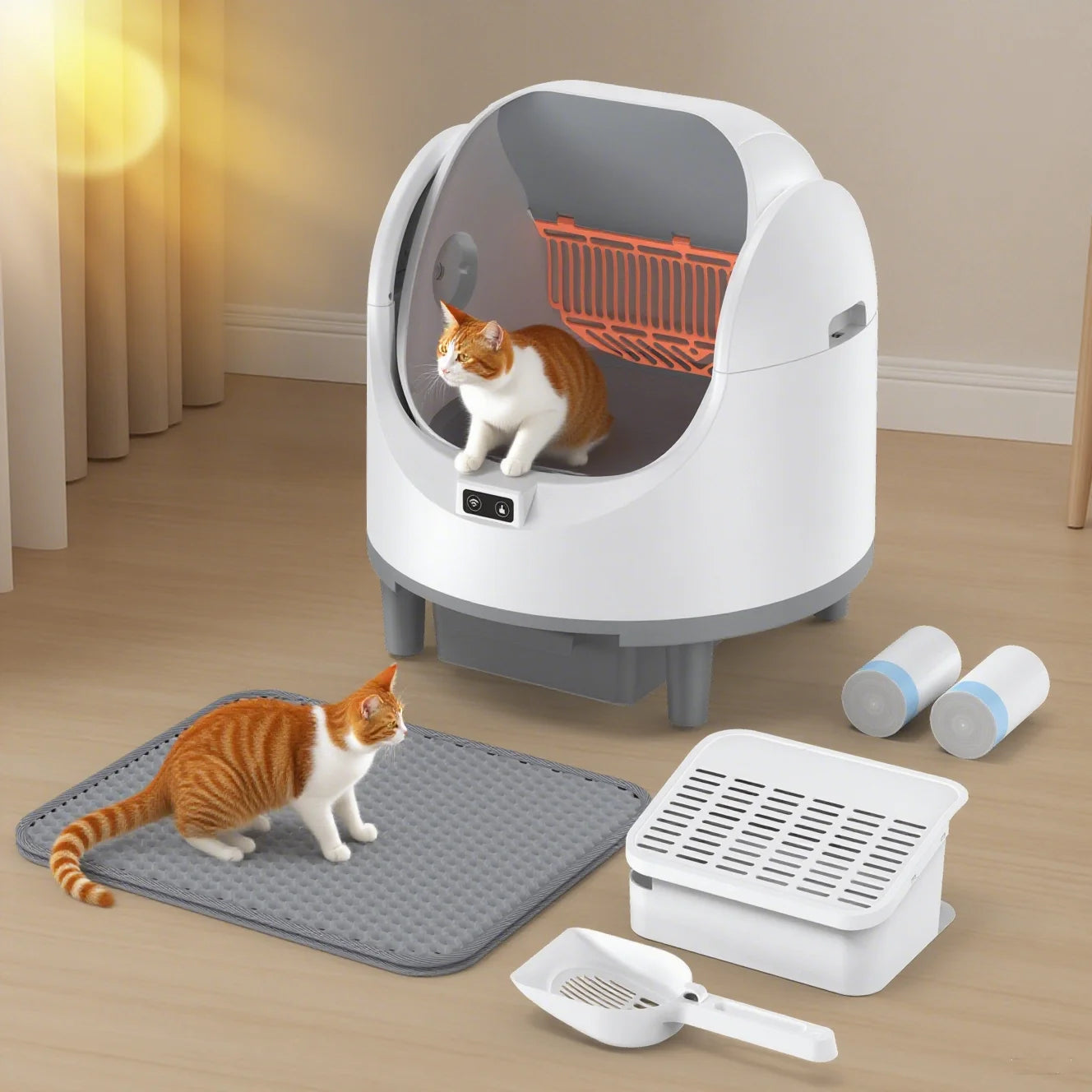 Self-Cleaning Cat Litter Box Easy to Clean Smart Cat Toilet with Cat Litter Mat Automatic Cat Litter Box By WIFI Control - Merit Sell