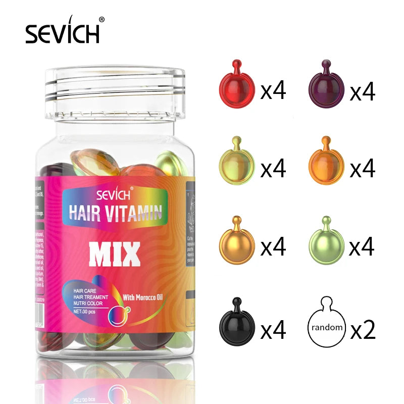 Sevich Smooth Silky Hair Vitamin Capsule Keratin Complex Oil Hair Care Repair Damaged Hair Serum Anti-Loss Moroccan Hair Oil - Merit Sell