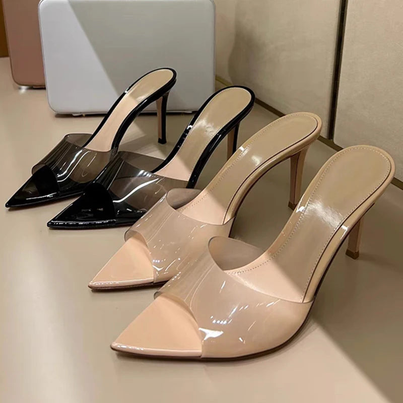 Sexy High Heels Women Slippers Designer Heeled Sandals Woman Shoes Summer 2025 Brand Home Slides Elegant Flip Flops Sandalias - Merit Sell