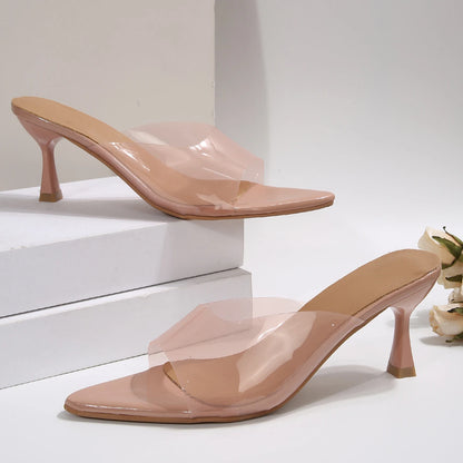 Sexy High Heels Women Slippers Designer Heeled Sandals Woman Shoes Summer 2025 Brand Home Slides Elegant Flip Flops Sandalias - Merit Sell