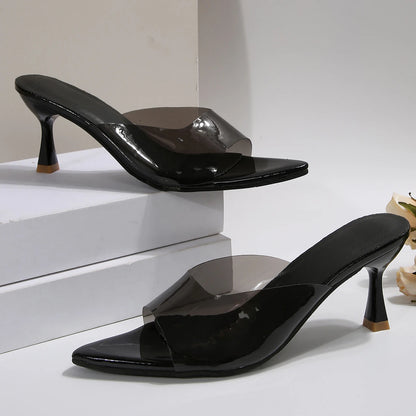 Sexy High Heels Women Slippers Designer Heeled Sandals Woman Shoes Summer 2025 Brand Home Slides Elegant Flip Flops Sandalias - Merit Sell