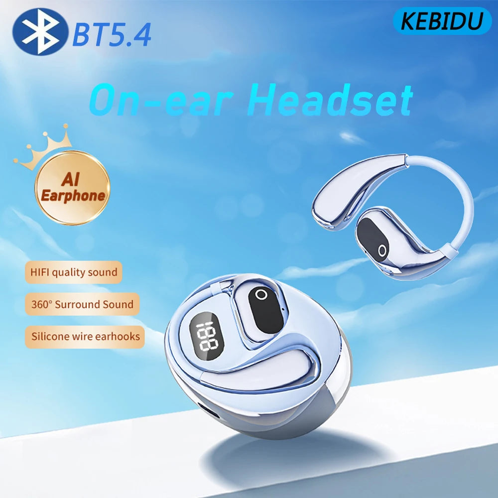 Bluetooth 5.4 Ear Hook Earphones TWS Smart Voice Open-Ear Earbuds Wireless Noise Canceling Translation Earbud For Travel Learn