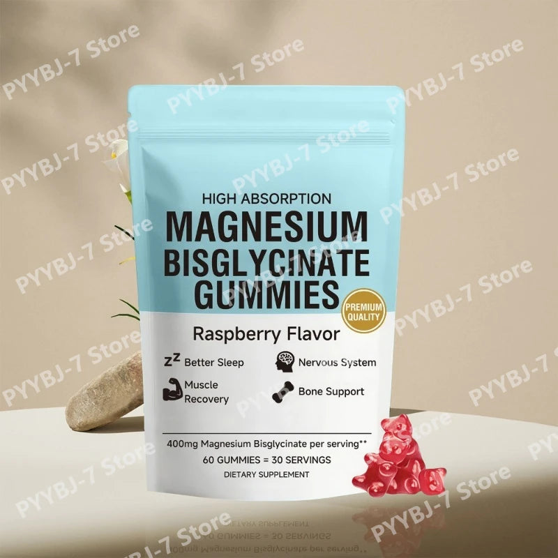 Magnesium Bisglycinate Gummies with VitaminD3 Zinc Supports Healthy Sleep Nervous System Bone Health Raspberry Flavor 60 Gummies