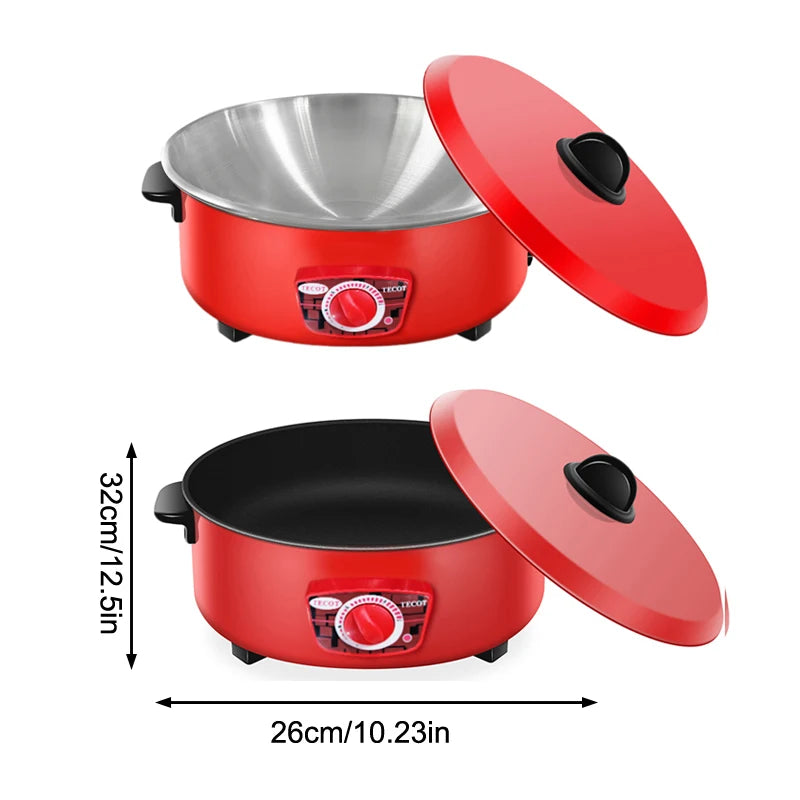 2.4L/4L Red Multicooker Single Layer Electric Pot 1-2 People Household Non-stick Pan Hot Pot Rice Cooker Cooking Appliances