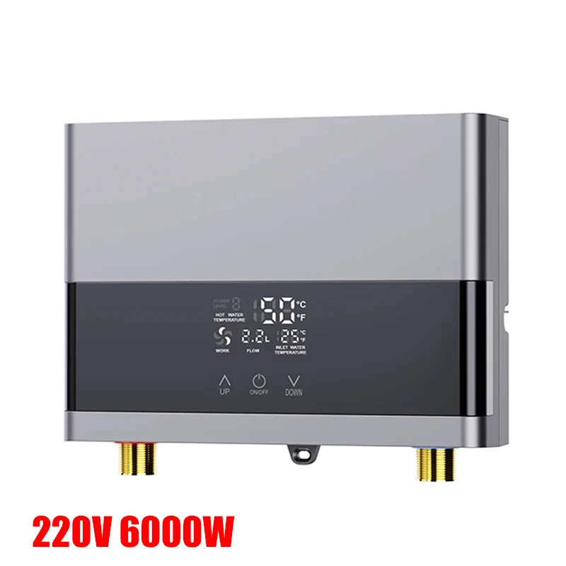 110V/220V Instant Water Heater Bathroom Kitchen Wall Mounted Electric Water Heater with Remote Control LCD Temperature Display