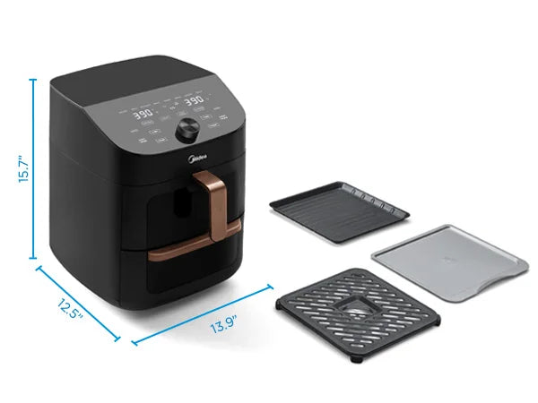 Midea Hot Air Fryer, Double Stack, Overlapping Airfryer, Smart WiFi Sync with Alexa, 11L XL Vertical Space-Saving ,MAF002S