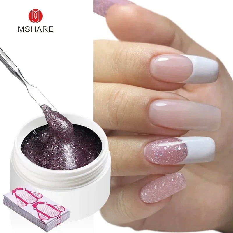 MSHARE 50ML Self Leveling Extension Nail Gel Set UV Led Construction Gel For Manicure Extend French Nail Art Build Nail