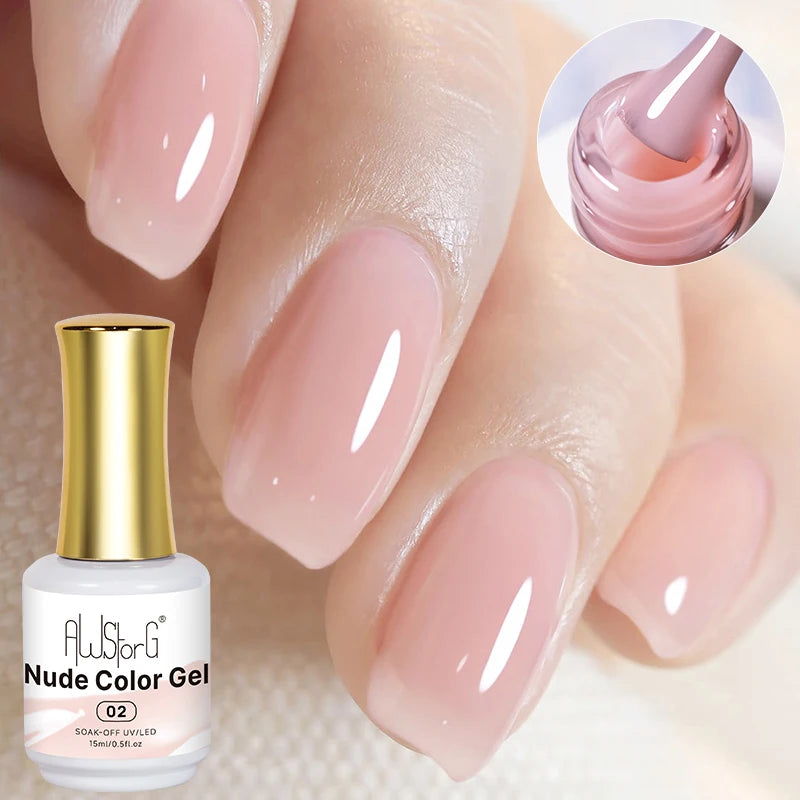 AWStorG 15ML Fiber Builder Nail Gel In A Bottle UV Semi Permanent Clear Pink Nail Strengthener Extension Construction Gel