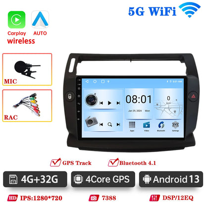 Car Radio For For Citroen C4 C-Triomphe Quatre 2004 2005-2009 Wireless CarPlay Android Auto DSP Car Multimedia GPS DVR autorad
