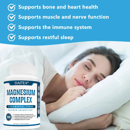 Daitea Magnesium Complex Capsules - Mobility and Flexibility Supplement, Cardiovascular Health, Sleep, Muscle Relaxation, Stress