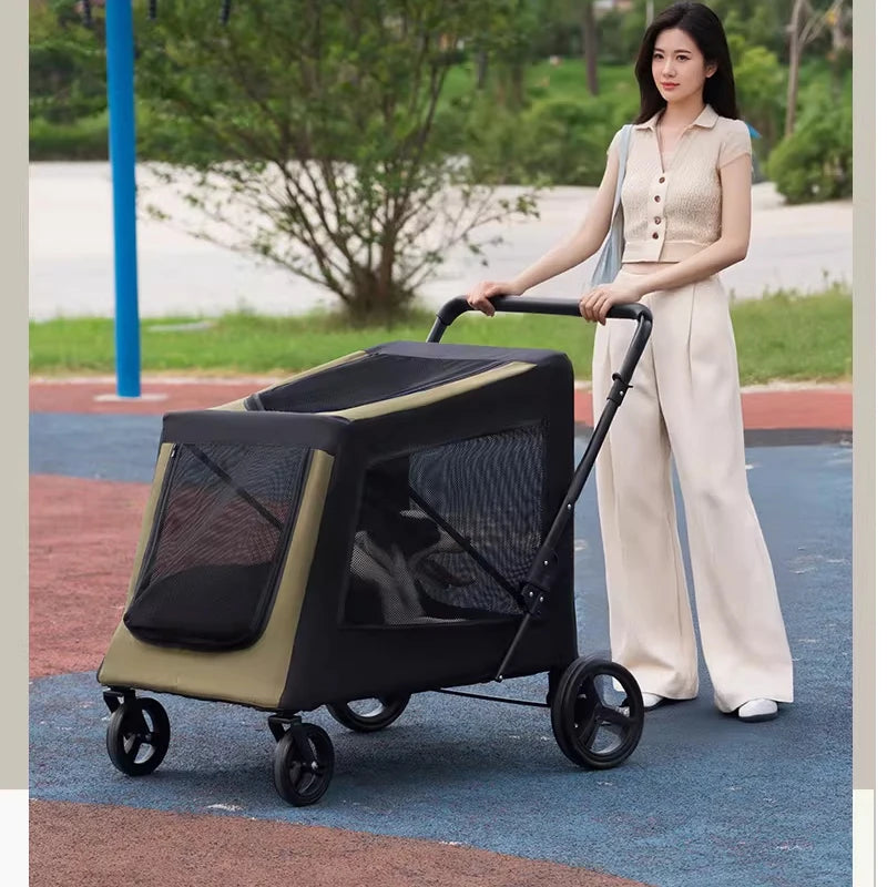 Portable Foldable Multi-functional Scooter for Large Dog Pet Carts Elderly Dog Walkers Convenient Multiple Pet Transport