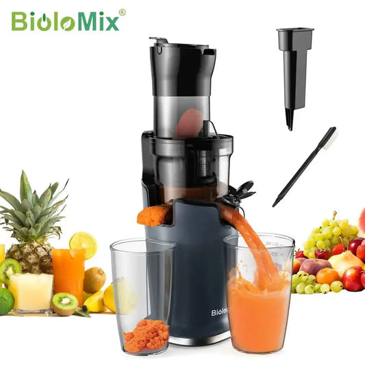 BioloMix 200W Cold Pressed Juicer with 78mm Feed Slot, Crushed Juice Extractor Fits Whole Fruits and Vegetables, Easy to Clean