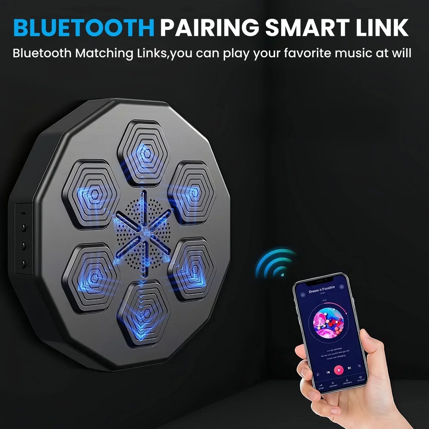 Wall Mounted Smart Musical Boxing Machine with LED Lights Smart Boxing Training Device USB Electronic Wall Mounted Boxing Mat