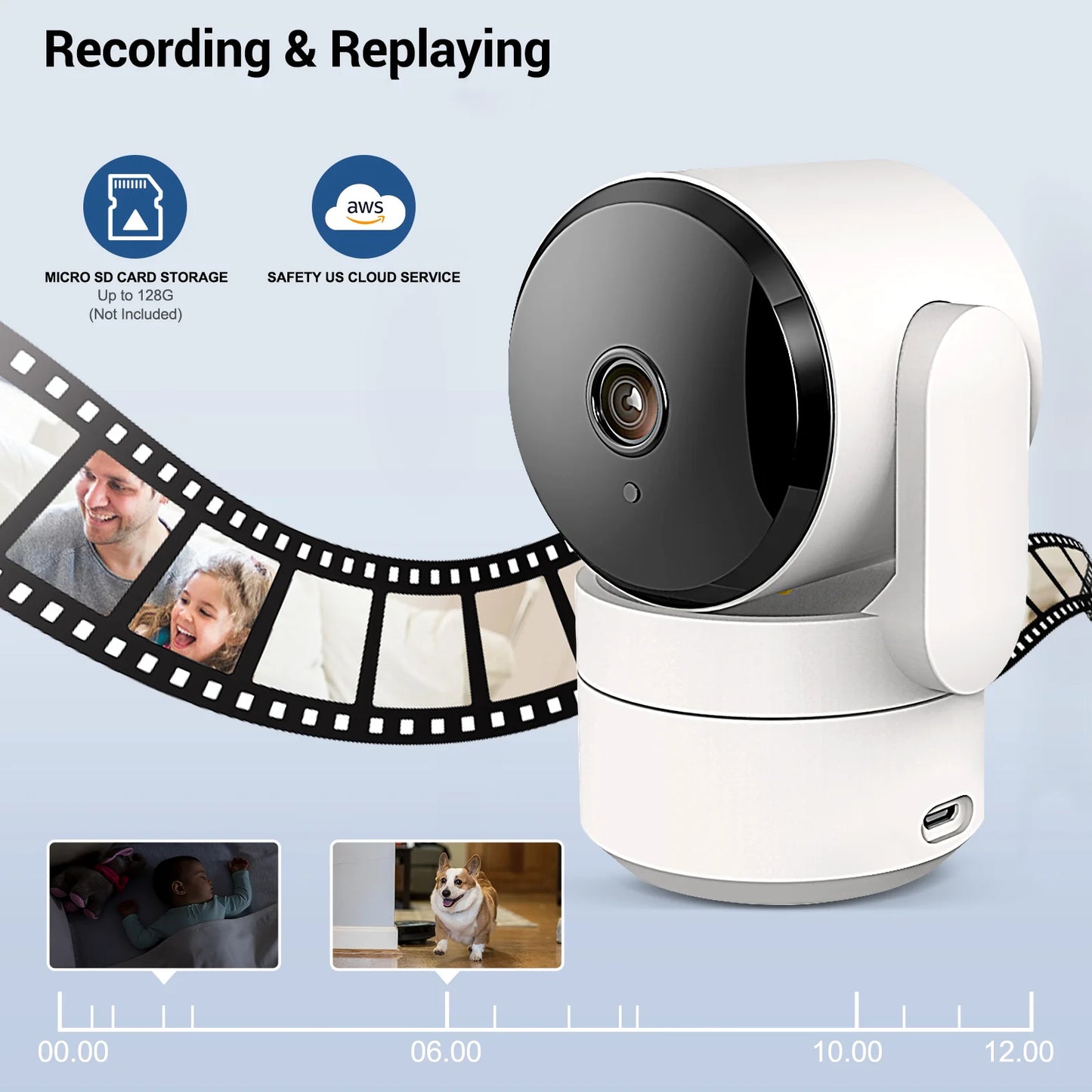 Amorom 2MP Wifi TUYA Camera Smart Cloud PTZ IP Camera Night Vision  Indoor Surveillance Cam For Yard Ai Detect P2P Video Monitor