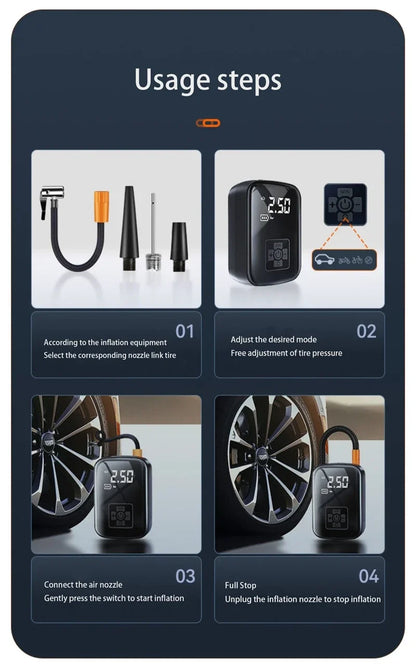 Car Tire Inflator Mini Air Compressor 12V 150PSI Portable Electric Air Pump  For Motorcycle Bicycle Tire Air Filling Pump ﻿ - Merit Sell SPECIFICATIONSBrand Name: DY&LMCertification: ce,CEChoice: yesHigh-concerned chemical: NoneOrigin: Mainland ChinaPower Type: Electric