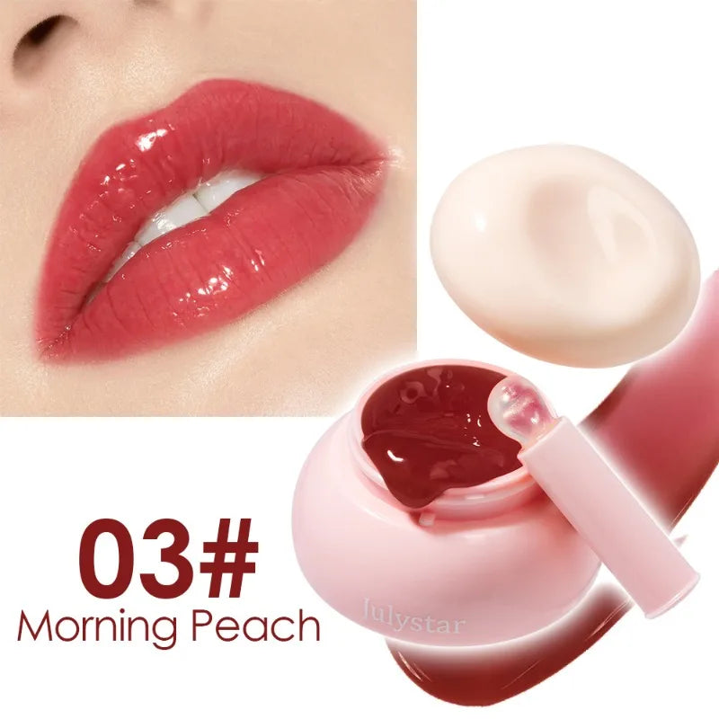 Long-lasting Moisturizing Solid Lip Jelly Red Tinted Lip & Cheek Jam Lip Balm Smooth Gloss Jelly LipGloss Water Light Lipsticks