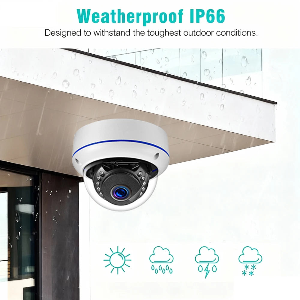 6MP H265+ Tuya Metal Dome POE IP Camera Audio Record CCTV Camera Vandalproof IP66 Outdoor Home Security Video Human Detection