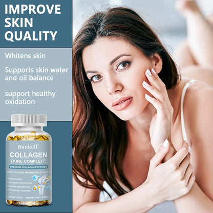Type 1 & 3 Collagen Bone Complete Formula with Vitamins and Minerals to Support Bone Growth, Skin Health, 120 Capsules