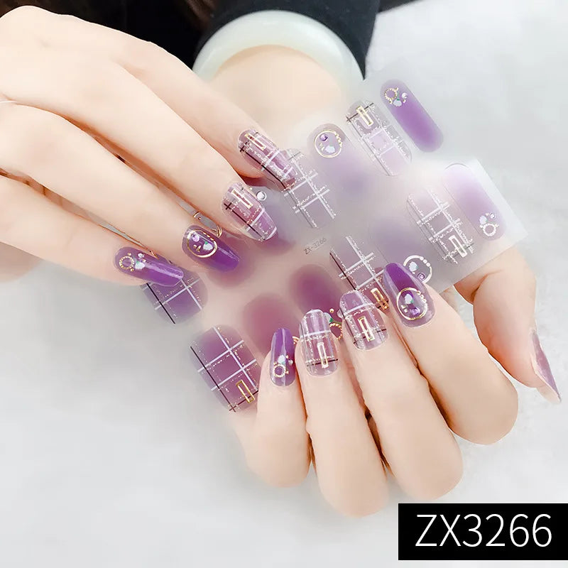 3D Waterproof Nail Art Stickers Self-Adhesive Fashion Colorful Manicure Decal UV LED Lamp Need Gel Nail Decals Nail Decoration