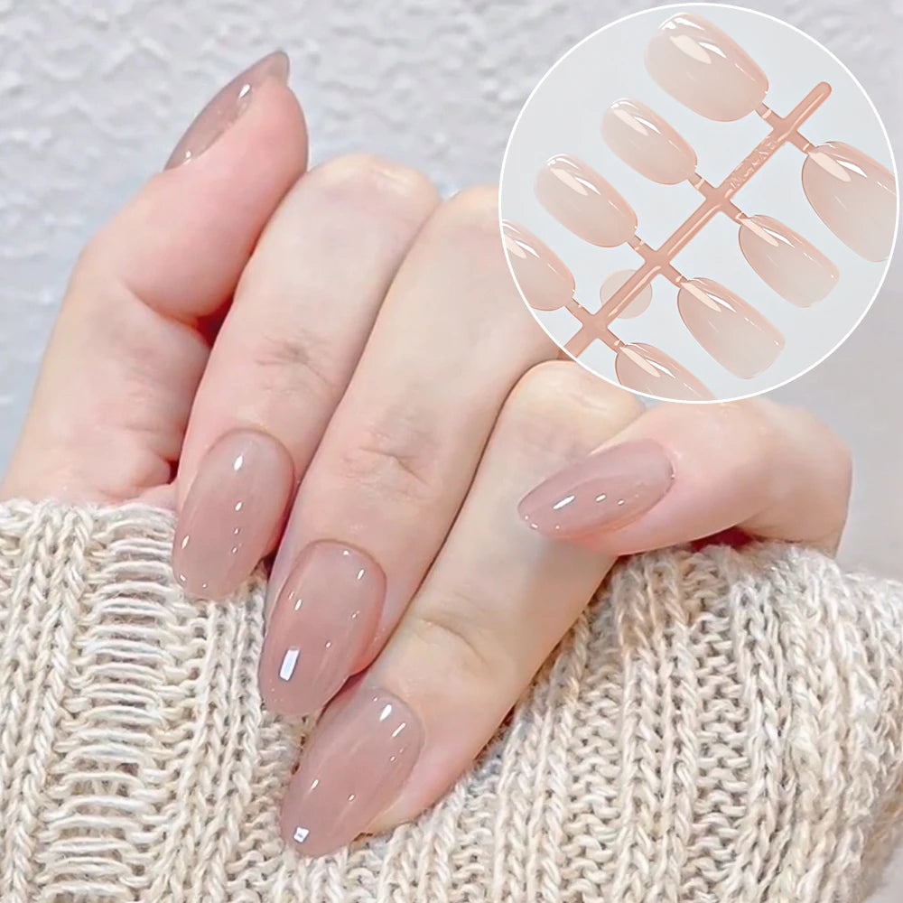 150Pcs Nude Pink Short Almond Press on Nails Gradient Full-Cover Almond Fake Nails 14-20mm Soft Gel Nude Pink Almond Nail Tips