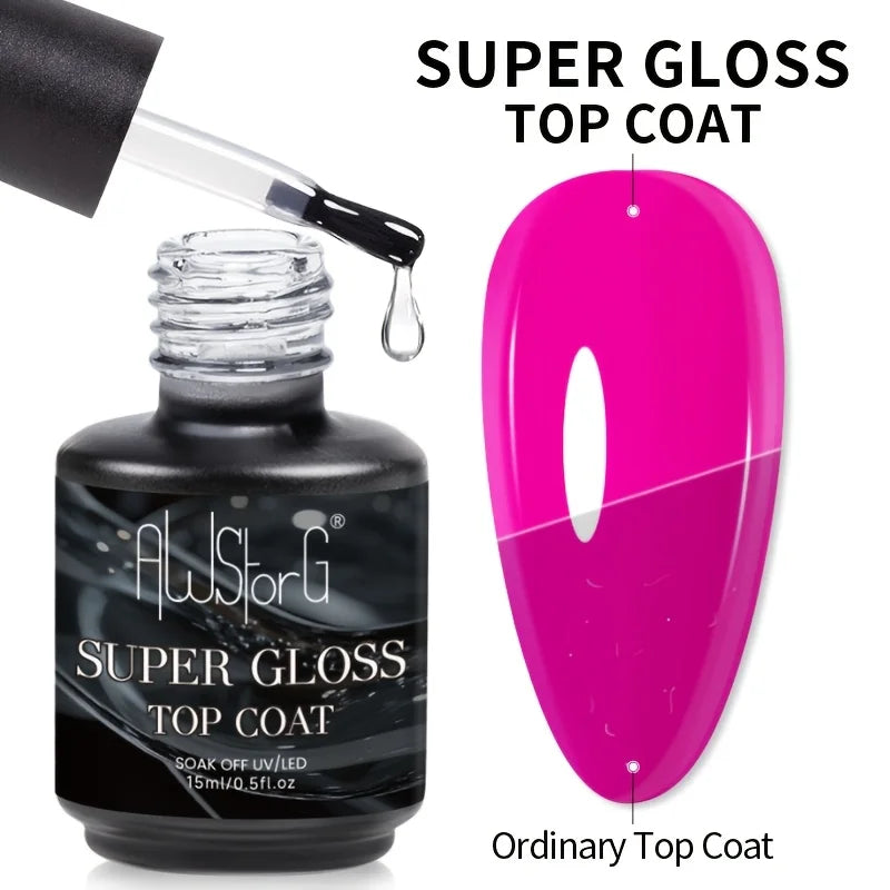AWStorG 15ML Fiber Builder Nail Gel In A Bottle UV Semi Permanent Clear Pink Nail Strengthener Extension Construction Gel