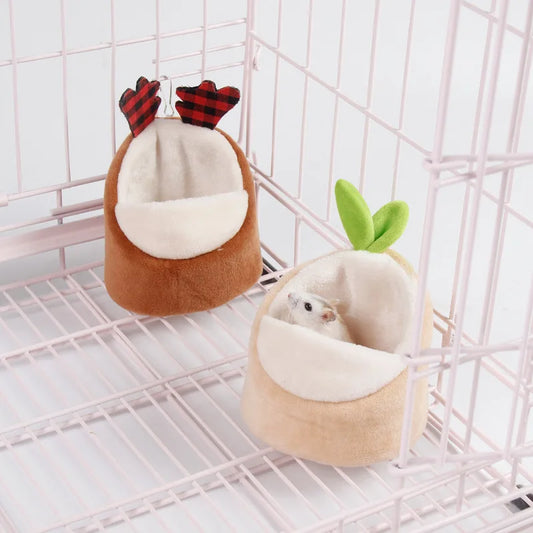 Pet Hamster Nest Winter Warm Cotton Plush Pet Bed for Sugar Glider Golden Bear Squirrel Hedgehog Rabbit Small Pet Sleeping Bag