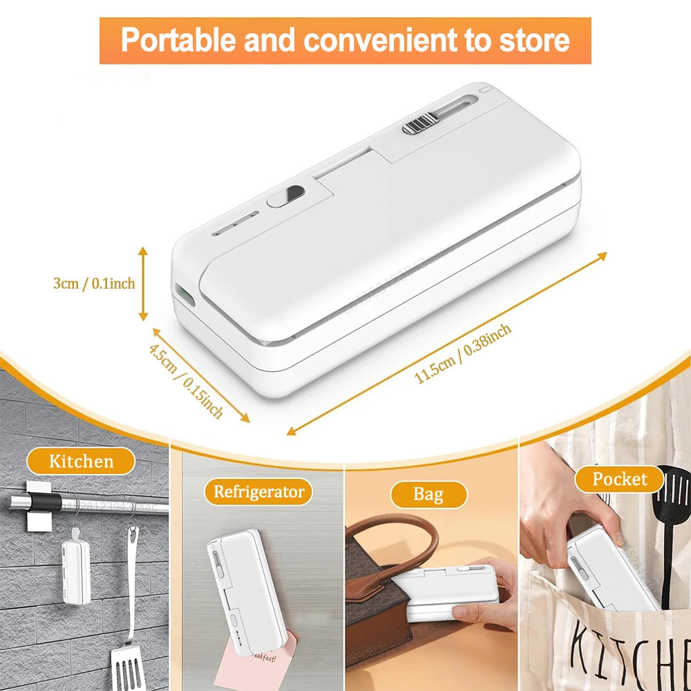 Mini Plastic Bag Sealer Portable Handheld Food Sealer 2 in 1 Rechargable Food Packaging Heat Sealer Thermal Plastic Bag Sealants