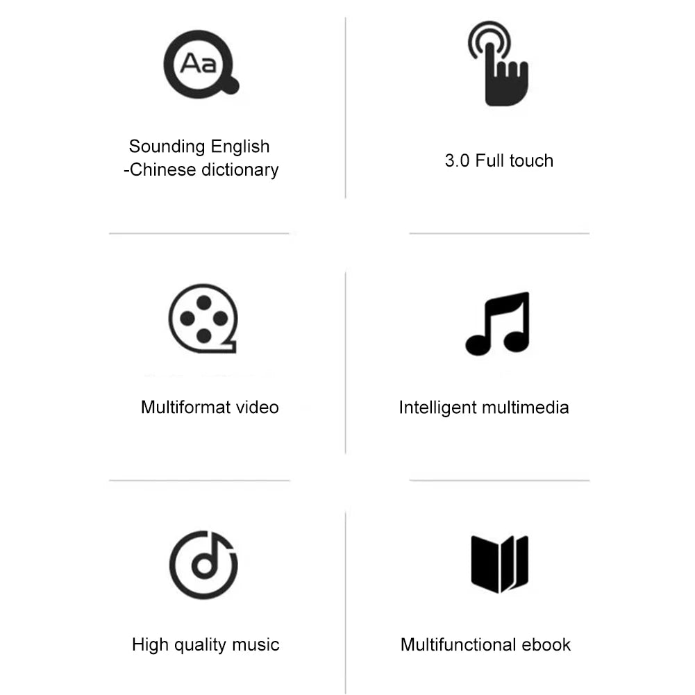 MP3 MP4 Player HiFi MP4 Walkman Full Touch Screen Bluetooth-Compatible Portable MP3 Player Support FM Radio Recording E-Book