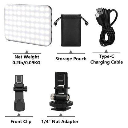 New Selfie Light, 60 LED Phone Light Fill Light 7 Modes Output Video Lamp Kit Dimmable 2500K-6500K Bi-Color Panel Light CRI 97+