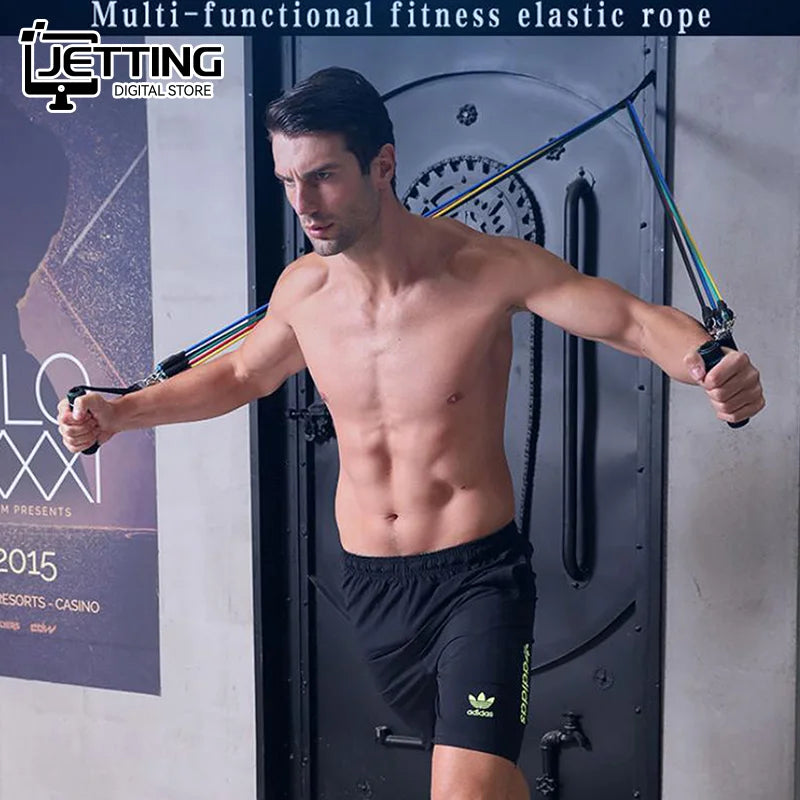 TPE Resistance Band Set Color Fitness Band Pull Rope Elastic Training Band With Door Anchor Handles Carry Bag Legs Ankle Straps