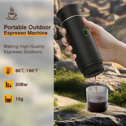 Portable espresso machine, coffee maker for on the go, 3-in-1 rechargeable coffee maker for the car, compatible with ground coff - Merit Sell