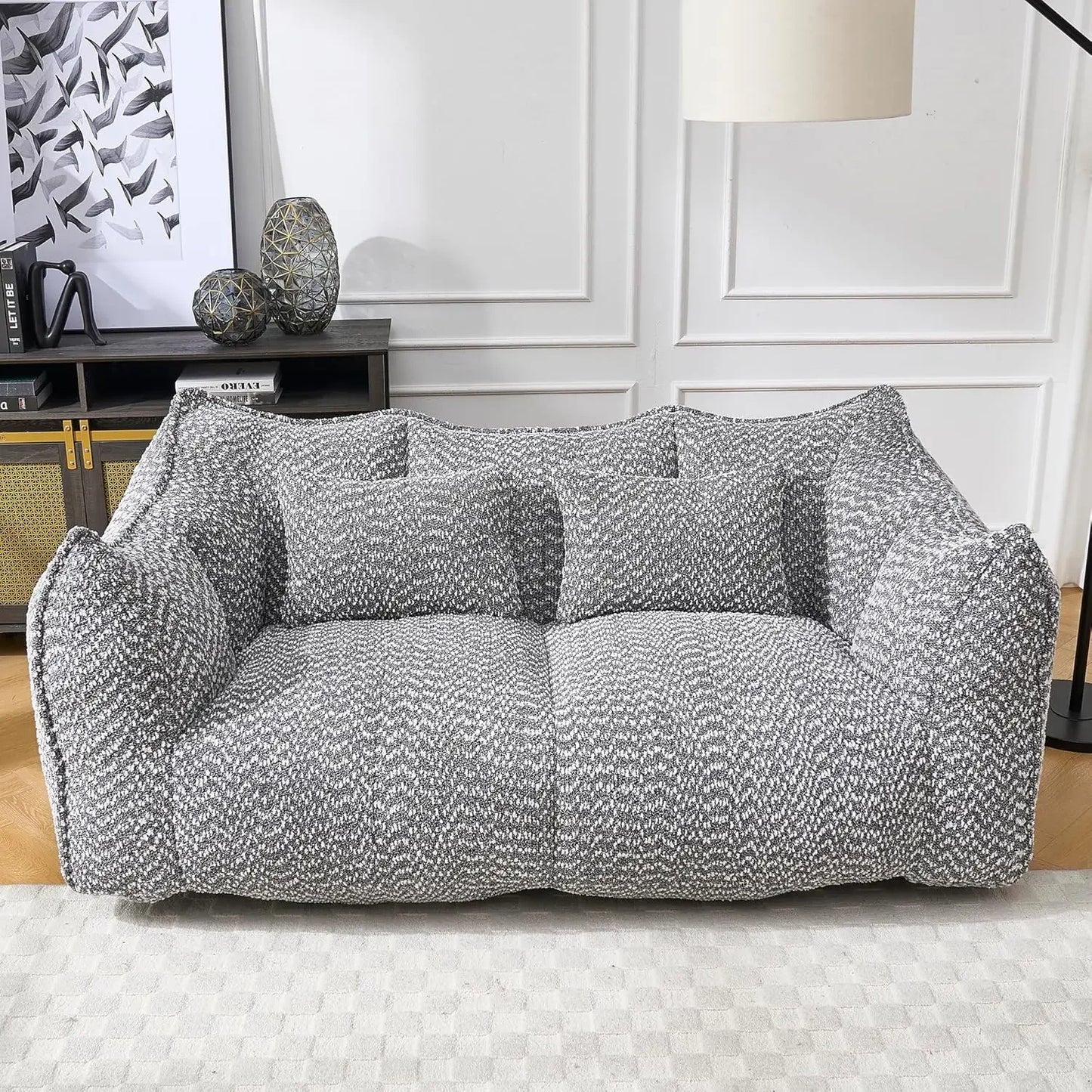 Soft Bean Bag Chair for Two with High Resilience Foam Core, Square Recliner Sofa for Living Room & Outdoor Terrace,, Customized