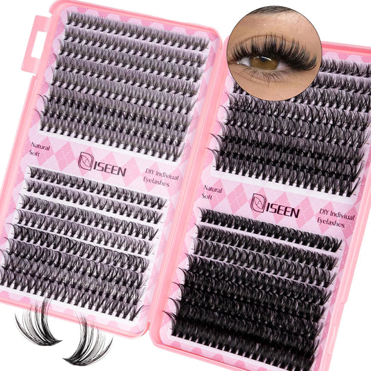 DIY Eyelash Extension Kit Natural or Thick Cluster Eyelashes Wispy Individual Lashes With Lash Glue Makeup