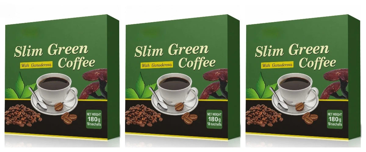 Slim Green Coffee Ganoderma Green Tea Extract L Carnitine Garcinia Ginseng Guarana Instant Coffee Supplement 18 Sachets 180g