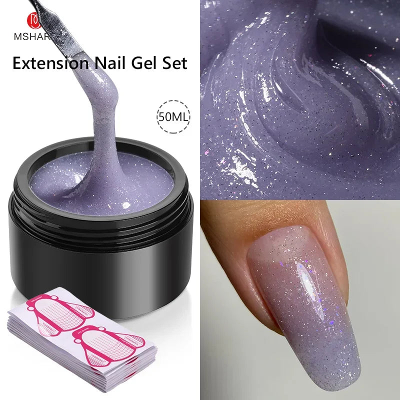 MSHARE 50ML Self Leveling Extension Nail Gel Set UV Led Construction Gel For Manicure Extend French Nail Art Build Nail - Merit Sell